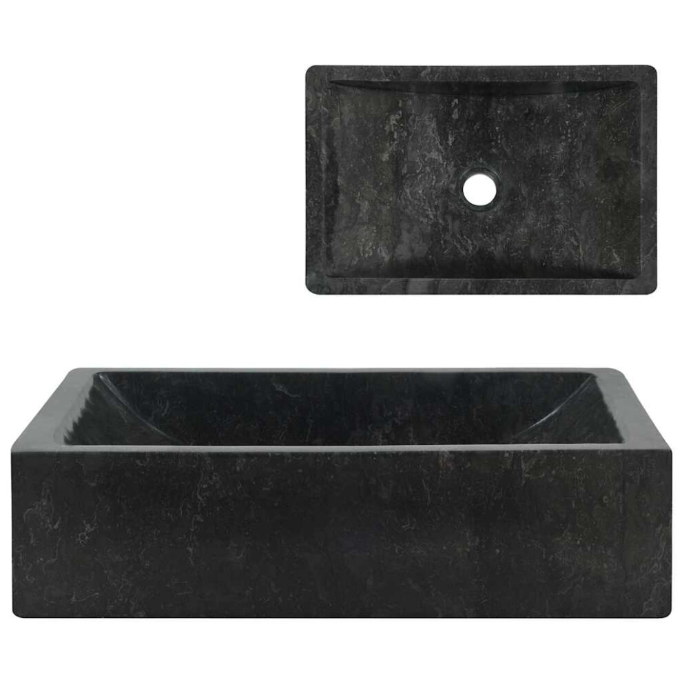Vidaxl Sink Bathroom Natural Stone Wash Bowl Basin Marble High Gloss Black 8718475617129