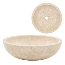 vidaXL Sink 40x12cm Marble Cream Bathroom Natural Stone Wash Bowl Basin Unit