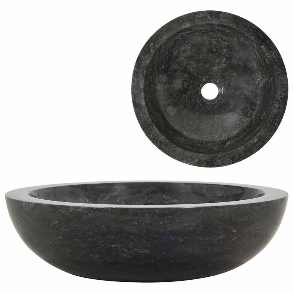 Vidaxl Sink 40X12cm Marble Black Bathroom Natural Stone Wash Bowl Basin Unit 8718475617143