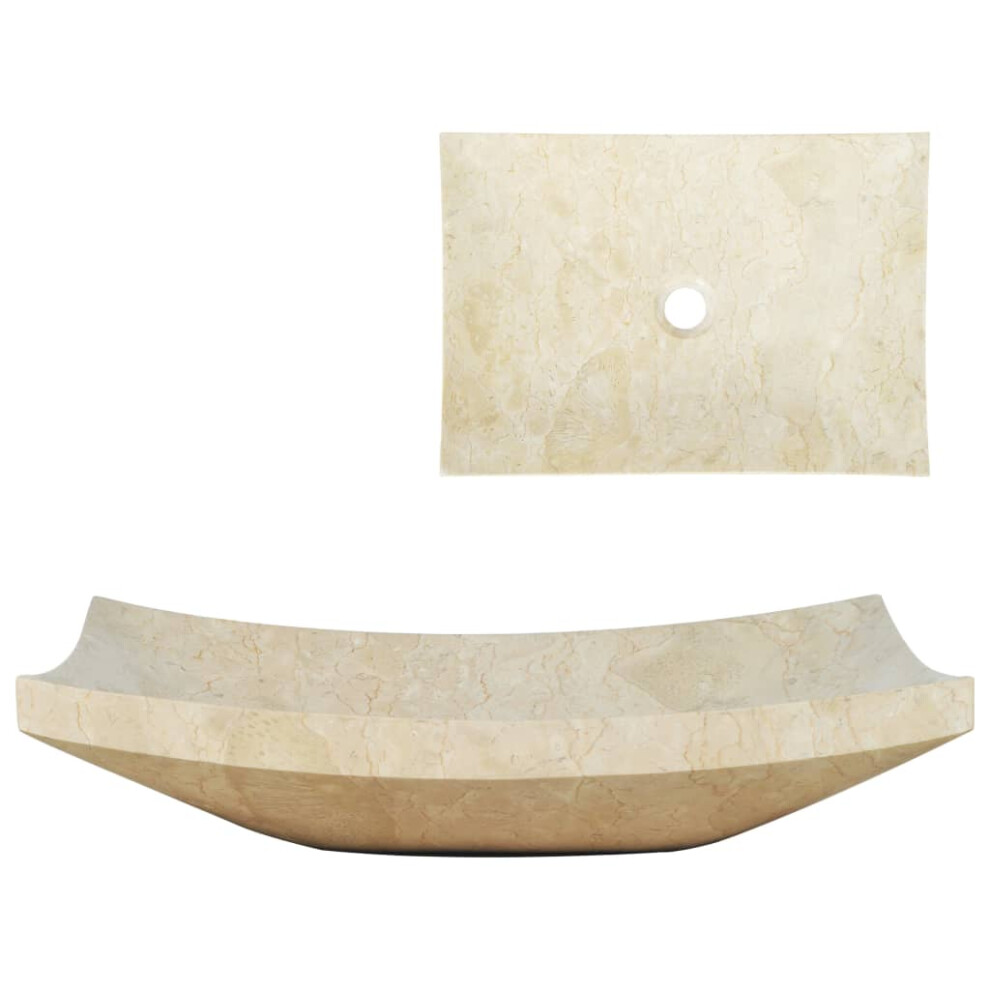 Vidaxl Sink 50X35x12cm Marble Cream Bathroom Natural Stone Wash Bowl Basin