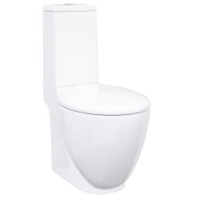 vidaXL Ceramic Toilet Back Water Flow White Home Bathroom WC Plumbing Fixture