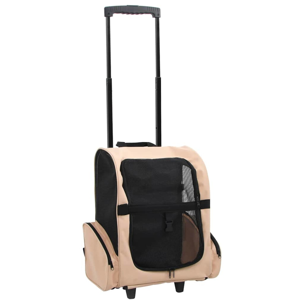 vidaXL Foldable Multipurpose Pet Trolley Beige Doggy Travel Trailer Stroller