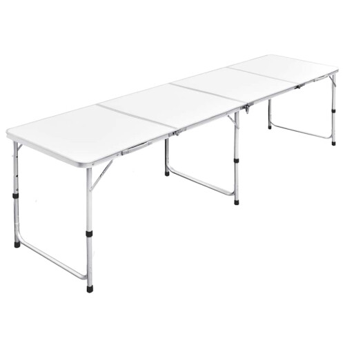 VidaXL vidaXL Foldable Camping Table Height Adjustable Aluminium 240x60cm Picnic BBQ