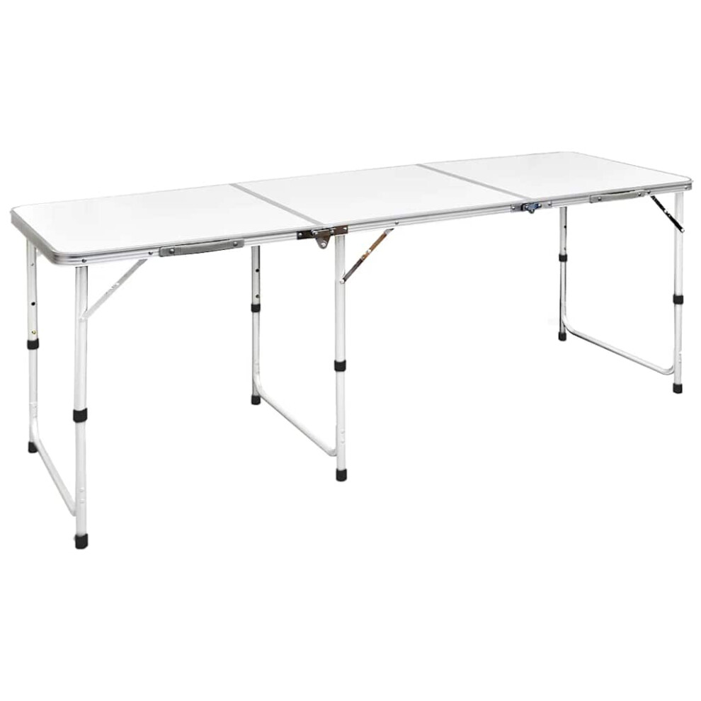 vidaXL Foldable Camping Table Height Adjustable Aluminium 180x60cm Picnic BBQ