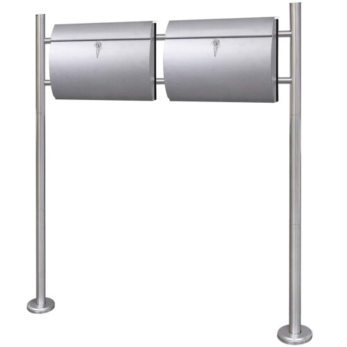 VidaXL Double Mailbox on Stand Stainless Steel