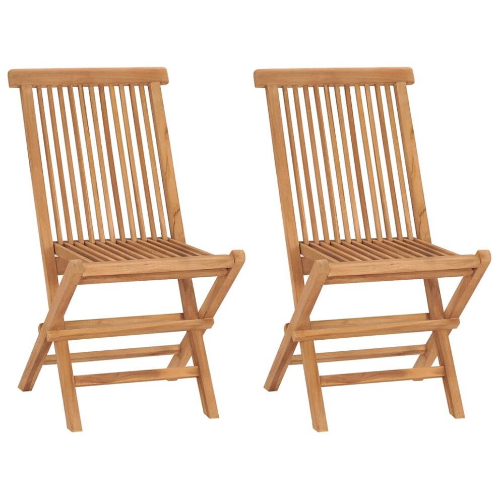Vidaxl 2X Solid Teak Folding Chairs Outdoor Garden Patio Furniture Seating