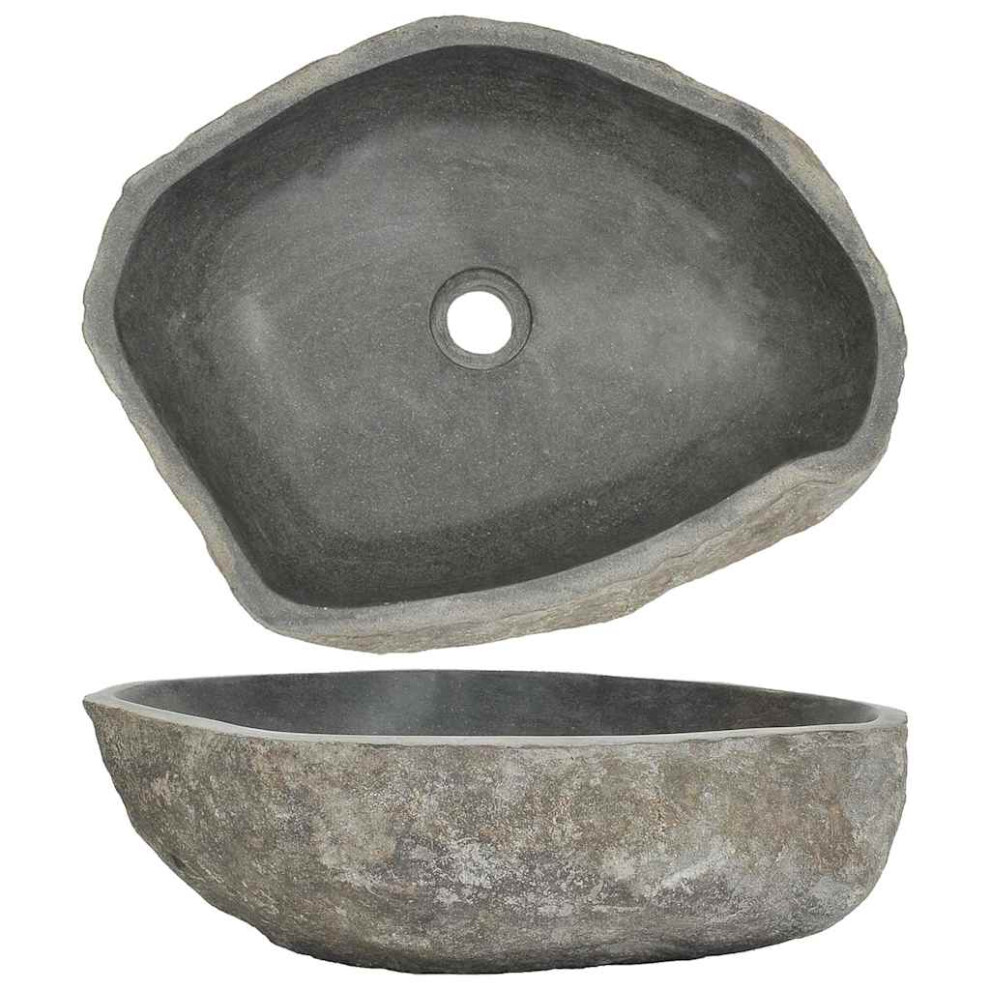 vidaXL Basin River Stone Sink Basin Washing Bowl Toilet Bathroom Basin Oval