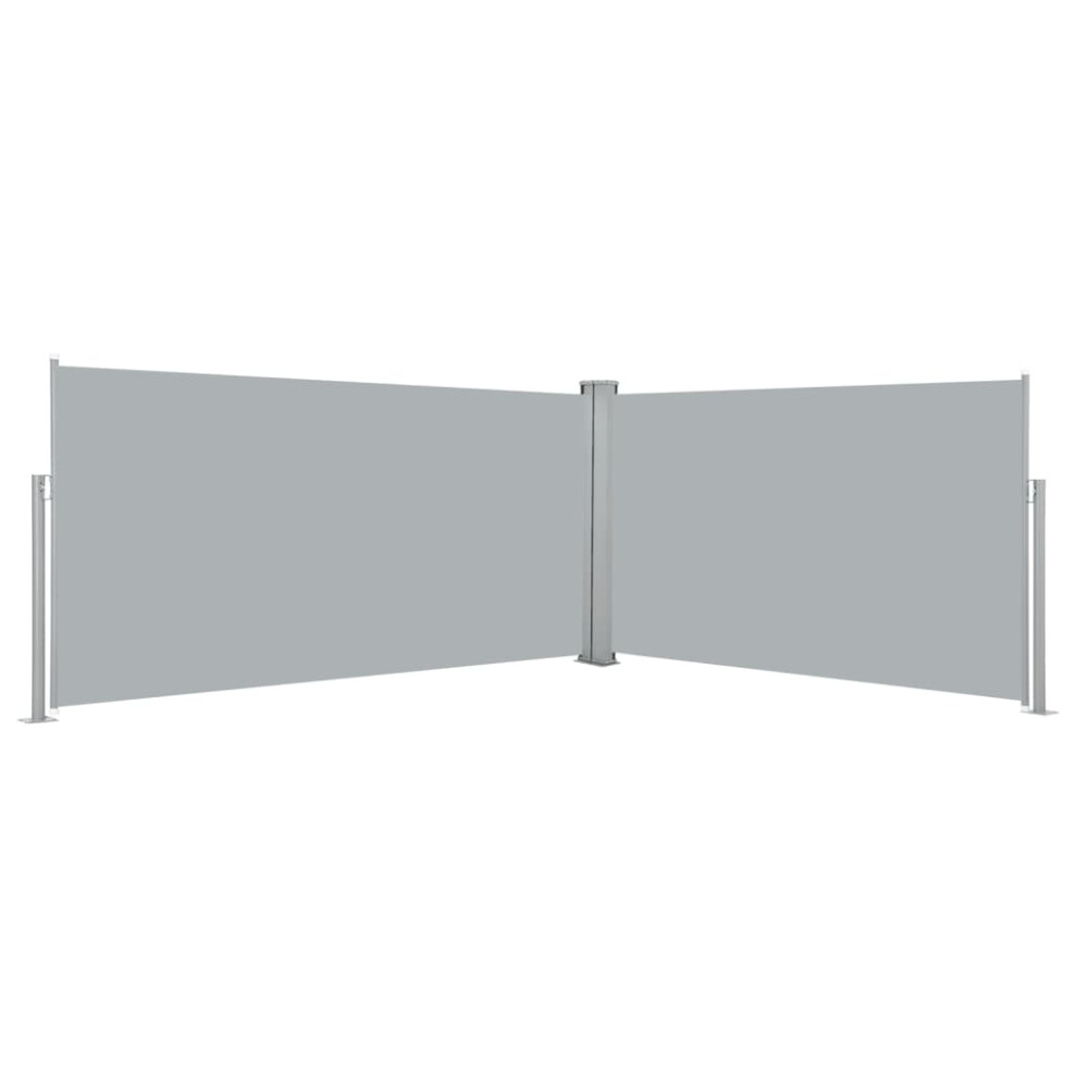 vidaXL Retractable Side Awning 160x600cm Grey Outdoor Windscreen Sunshade