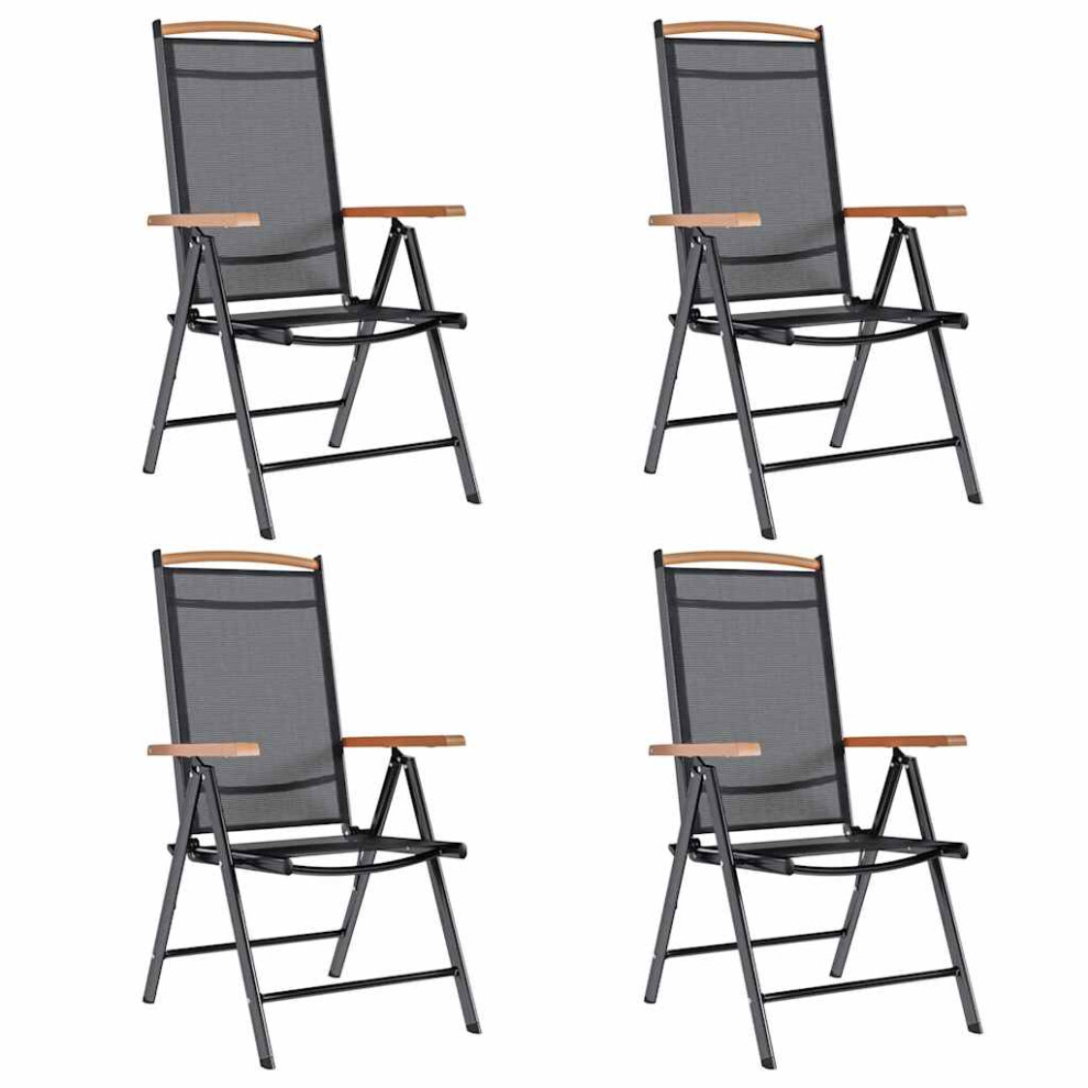 Vidaxl Black 4X Folding Garden Chairs Outdoor Chair Dining Chair Aluminium