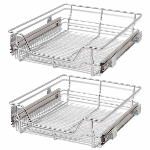 VidaXL 2 pcs Pull-Out Wire Baskets Kitchen Base Larder Units Storage Organiser 500 mm