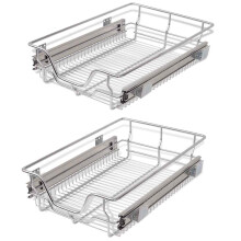 2 pcs Pull-Out Wire Baskets Kitchen Base Larder Units Storage Organiser 400 mm