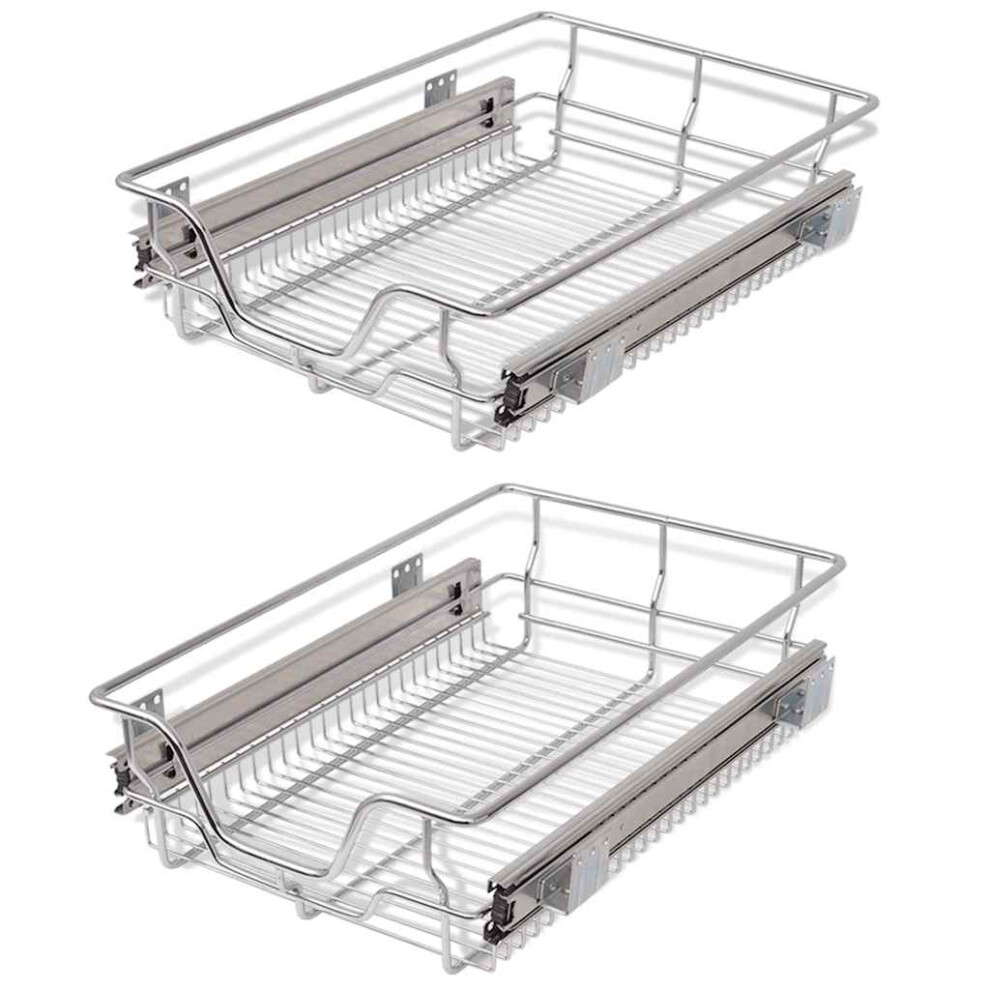 2 pcs Pull-Out Wire Baskets Kitchen Base Larder Units Storage Organiser 400 mm