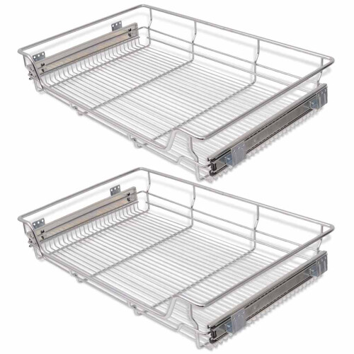 VidaXL 2 pcs Pull-Out Wire Baskets Kitchen Base Larder Units Storage Organiser 800 mm