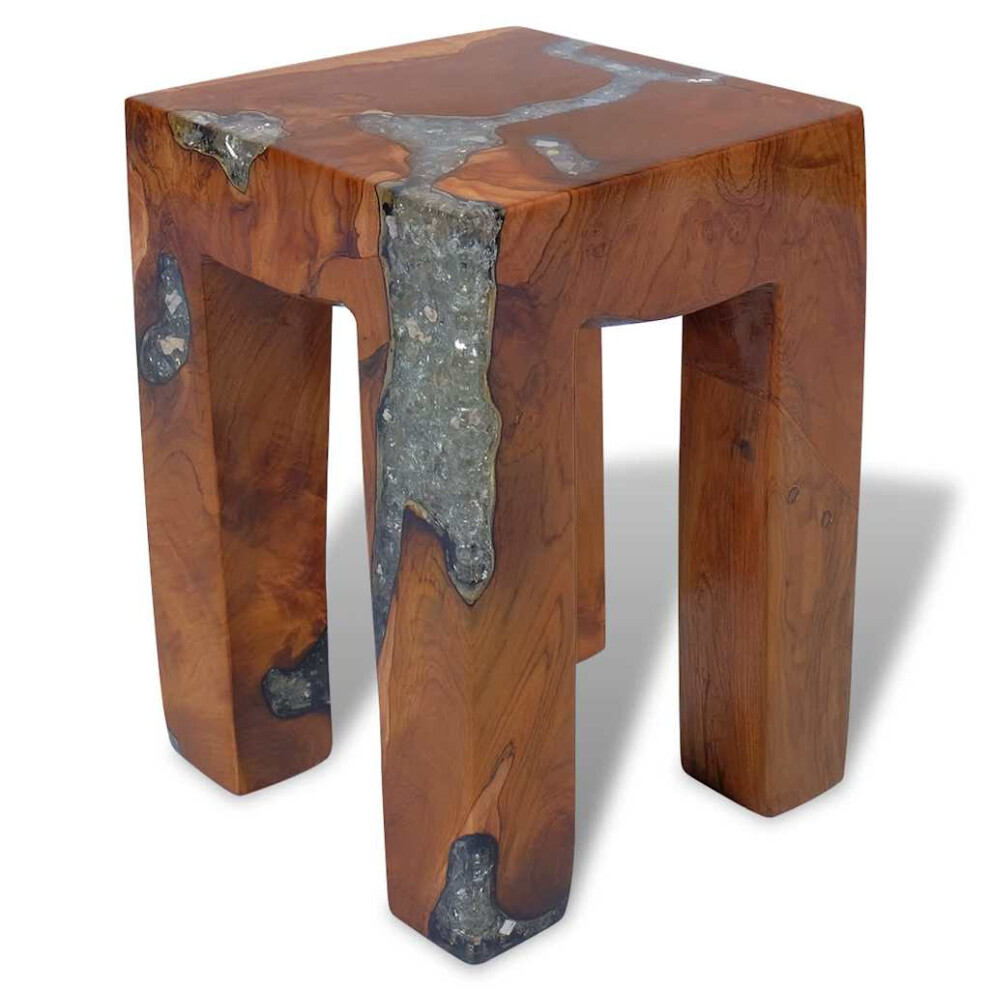 vidaXL Stool Seat/Footrest/Side Table Furniture Home Teak Resin 30x30x40 cm
