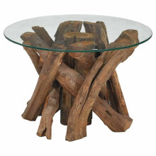 vidaXL Solid Teak Driftwood Coffee Table 60cm Living Room Side Tea Desk Stand