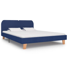 vidaXL Bed Frame without Mattress Bed Base Blue Fabric 150x200 cm King Size
