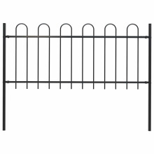 vidaXL Gartenzaun BOXTEL mit Bügelaufsatz Stahl 170 x 80 cm Schwarz