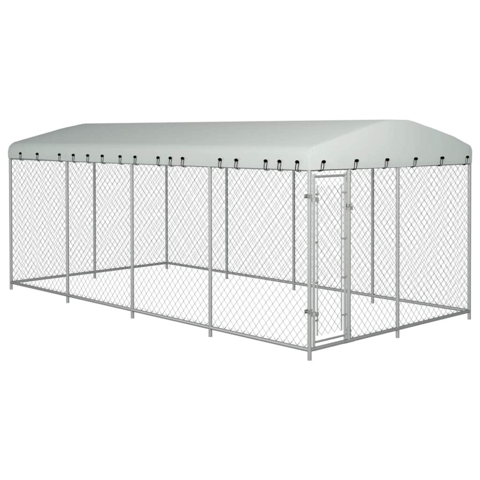 Vidaxl Outdoor Dog Kennel With Roof Lockable Hen House Cage Galvanised Steel