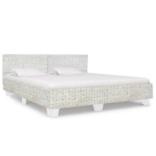 vidaXL Bed Frame Bed Base Bedstead Grey Natural Rattan 180x200 cm Super King
