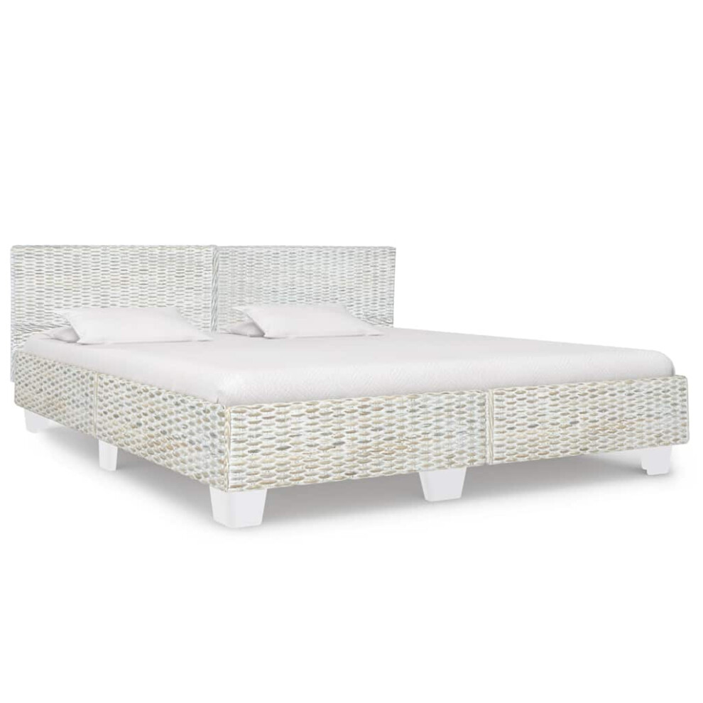 Vidaxl Bed Frame Bed Base Bedstead Grey Natural Rattan 180X200 Cm Super King