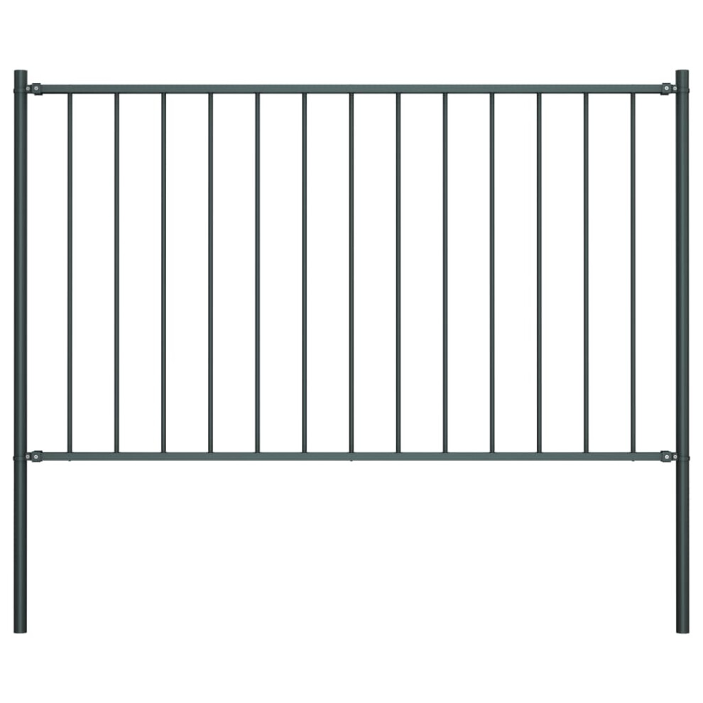 vidaXL Fence Panel with Posts Powder-coated Steel 1.7x1.25m Anthracite Barrier