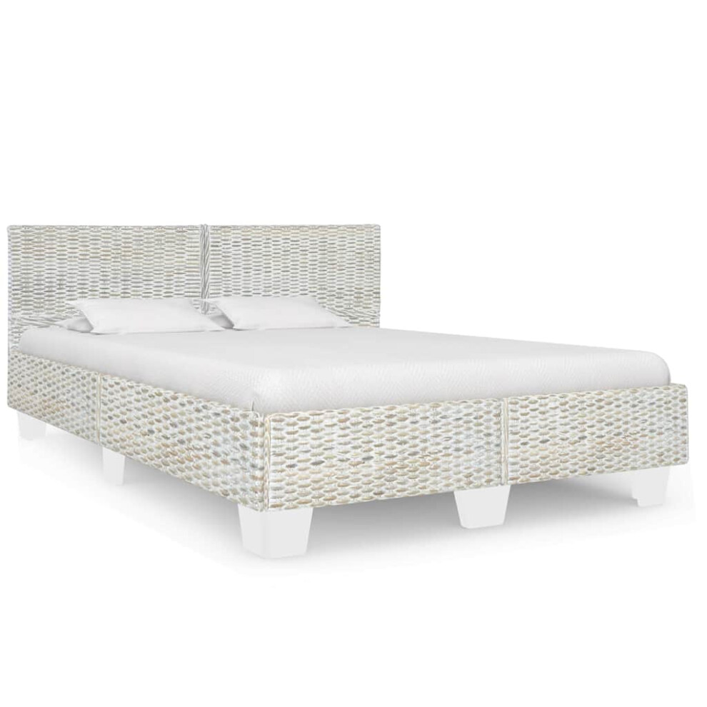 Vidaxl Bed Frame Grey Natural Rattan 160X200cm Double Bed Bedroom Furniture