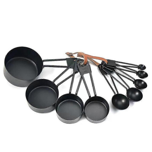 Black Stainless Steel Measuring Cups And Spoons Set