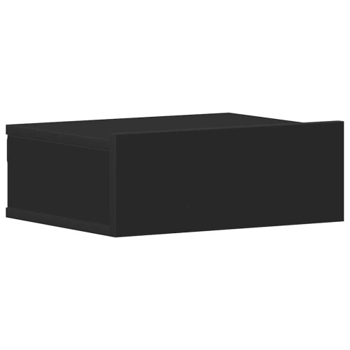 VidaXL vidaXL Floating Nightstand Black Engineered Wood Wall-mounted Bedside Shelf