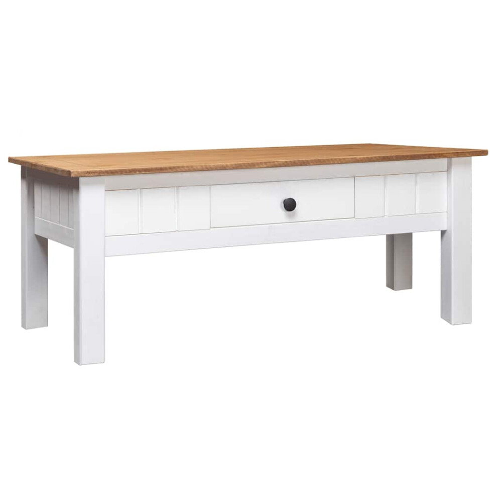 VidaXL Coffee Table White Solid Pine Wood 100x60x45cm Panama Range - Image 2