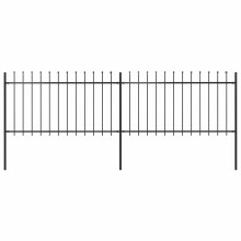 vidaXL Gartenzaun mit Speerspitze Stahl 337 x 100 cm Schwarz