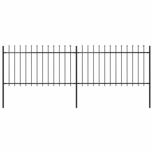 vidaXL Gartenzaun mit Speerspitze Stahl 337 x 100 cm Schwarz