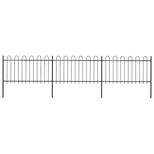 vidaXL Gartenzaun mit Rundbogen Stahl 504 x 100 cm Schwarz