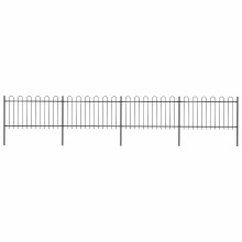 vidaXL Gartenzaun mit Rundbogen Stahl 671 x 100 cm Schwarz