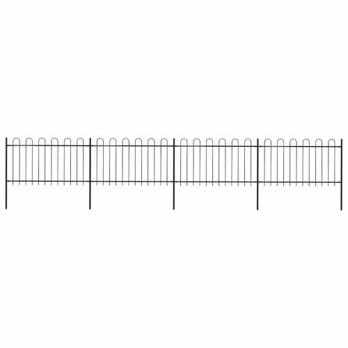 vidaXL Gartenzaun mit Rundbogen Stahl 671 x 100 cm Schwarz