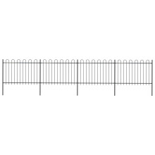 vidaXL Gartenzaun mit Rundbogen Stahl 671 x 120 cm Schwarz