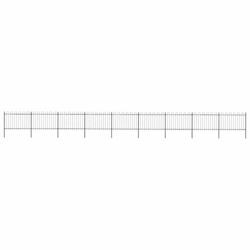 vidaXL Gartenzaun mit Rundbogen Stahl 1506 x 120 cm Schwarz