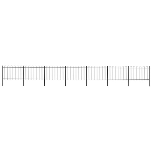 vidaXL Gartenzaun mit Rundbogen Stahl 1172 x 120 cm Schwarz