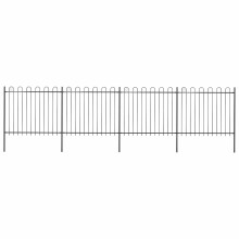 vidaXL Gartenzaun mit Rundbogen Stahl 671 x 150 cm Schwarz