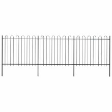 vidaXL Gartenzaun mit Rundbogen Stahl 504 x 150 cm Schwarz