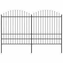 vidaXL Gartenzaun mit Speerspitze Stahl 337 x 200 cm Schwarz