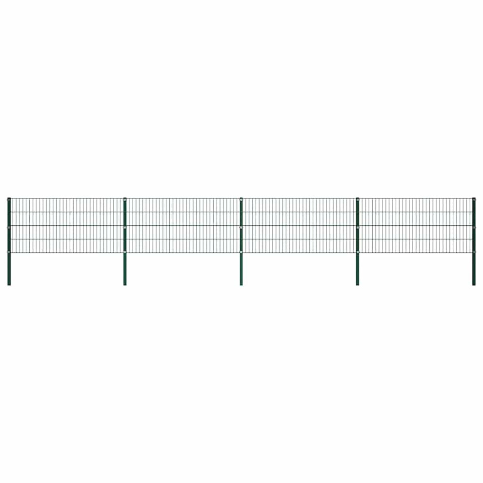 Vidaxl Fence Panel With Posts Powder-Coated Iron 6.8M Green Screen Fencing 8719883732664