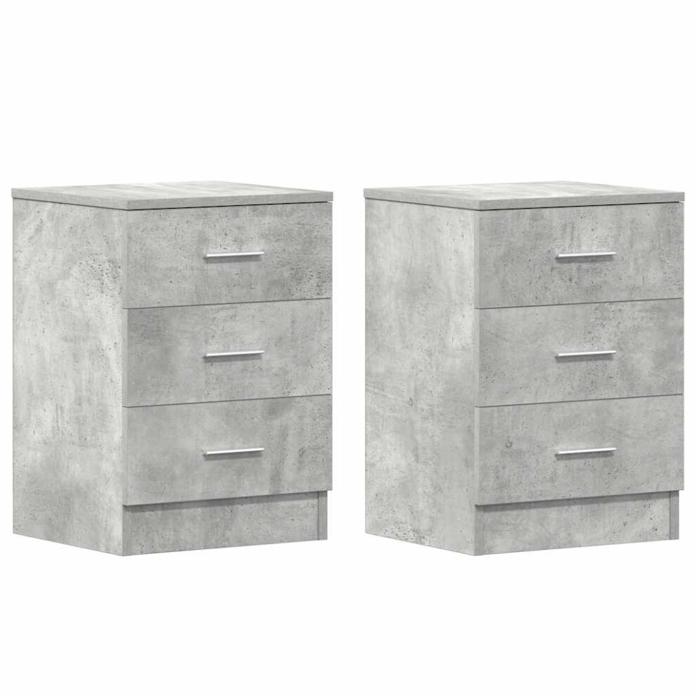 Vidaxl 2X Bedside Cabinet Concrete Grey Engineered Wood Bedroom Nightstand