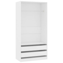 vidaXL Wardrobe Engineered Wood White Clothing Cabinets Shelf Hanger Storage