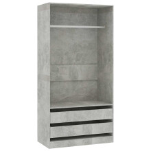 vidaXL Wardrobe Engineered Wood Concrete Grey Clothing Cabinet Shelf Storage