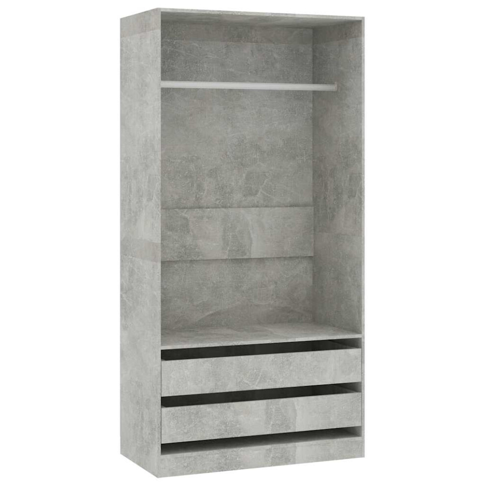 Vidaxl Wardrobe Engineered Wood Concrete Grey Clothing Cabinet Shelf Storage