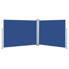 vidaXL udtrækkelig sidemarkise blå 140 x 1000 cm