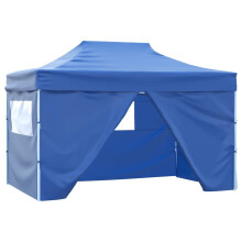 vidaXL Professional Folding Party Tent 4 Sidewalls Steel Blue 3x4m Canopy