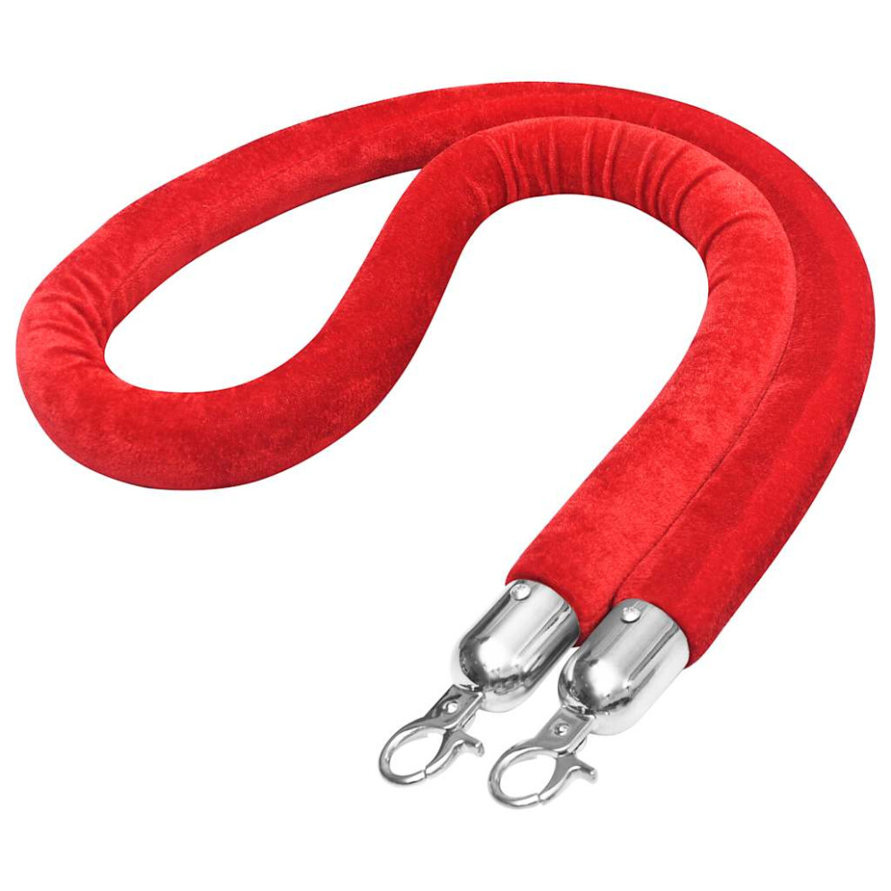 vidaXL Stanchion Stand Rope Red and Silver Velvet Safety Crowd Control Barrier