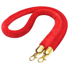 vidaXL Velvet Stanchion Rope Red with Gold Hooks, 1500 mm - Crowd Control Barrier