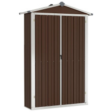 vidaXL Garden Shed Brown - Galvanised Steel Outdoor Tool Storage, 116x45x175 cm, Double Doors, Ventilated, 46304